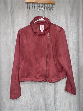 Lauren Conrad Dusty Rose Faux Suede Moto Jacket
